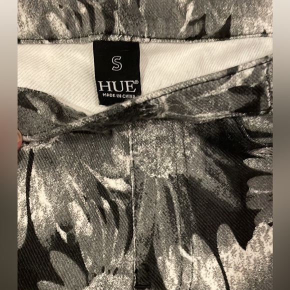 HUE Denim Print Skinny Jeans Leggings w/Stretch Blk /Gray / White Women’s S - Picture 8 of 15